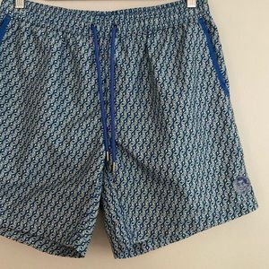 Mr. Swim Blue Geometric Swim Trunks Size Large